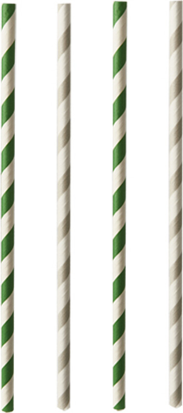 Papirsugerør med striper grønn/grå 25-pakning