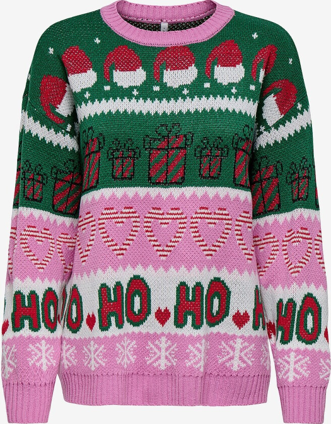 Julegenser onlXmas Hoho LS Pullover Knt - Rosa
