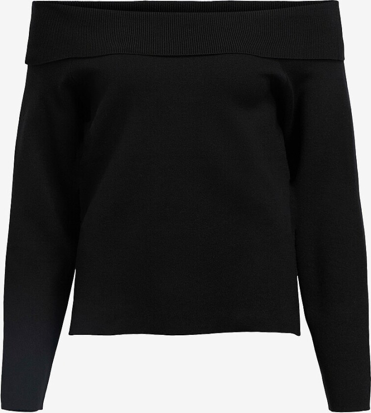 Pullover objReynard L/S RE Off Shoulder Knit - Svart