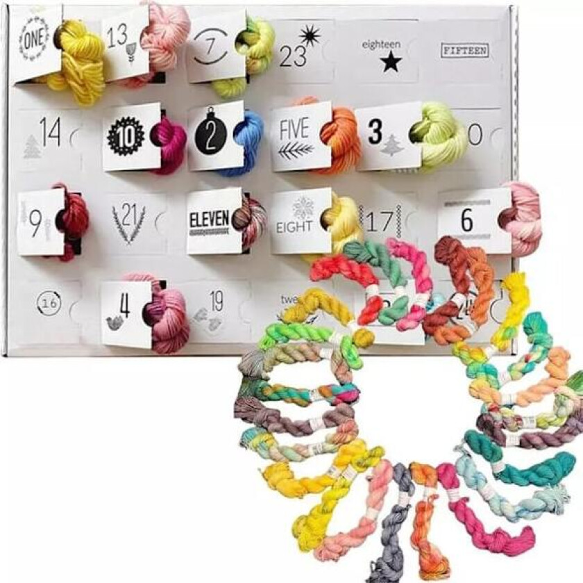 |NN| 2025 Garn Adventskalender, Ull Adventskalender 2025 Jul & Garn Adventskalender 24 Dager Nedtellingskalender Julegave for Strikkere Markører