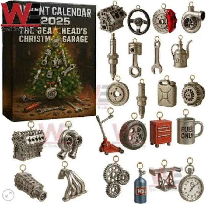 Adventskalender 2025 Gearhead Jul Garasje Blind Box Juletrepynt Anheng