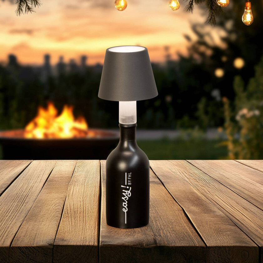 LED-flaskelampe Fiocco, sandgrå, CCT, IP54, dimbar