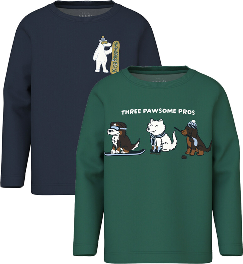 Genser - 2-pack - NmmVux - Bistro Green/Navy Blazer Snøb - - 5 år (110) - Genser