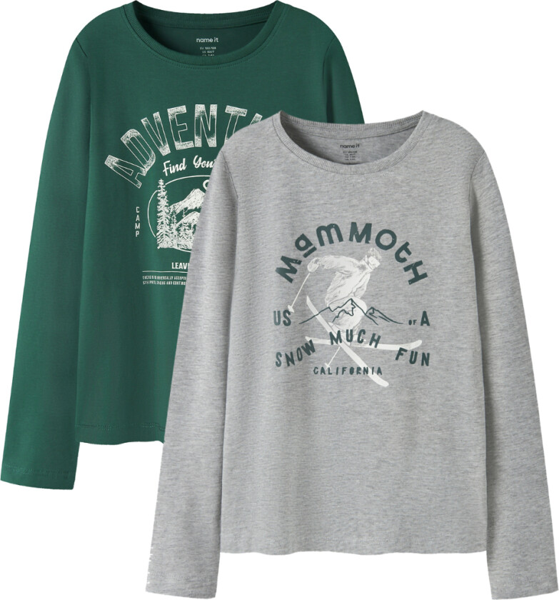 Genser - NkmVux - 2-pack - Grey Melange/Bistro Green Adv - - 7-8 år (122-128) - Genser