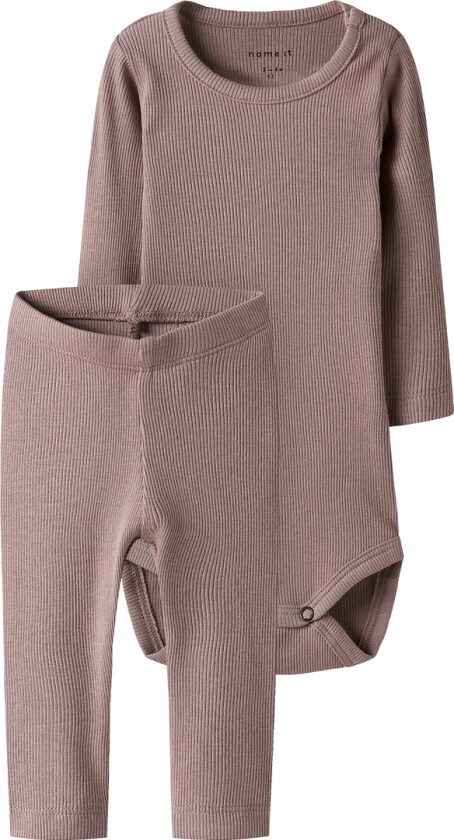 Sett - Body I/e/Leggings - Deauville Mauve/DEAUVILLE MA - - 1½ år (86) - Langermet Body