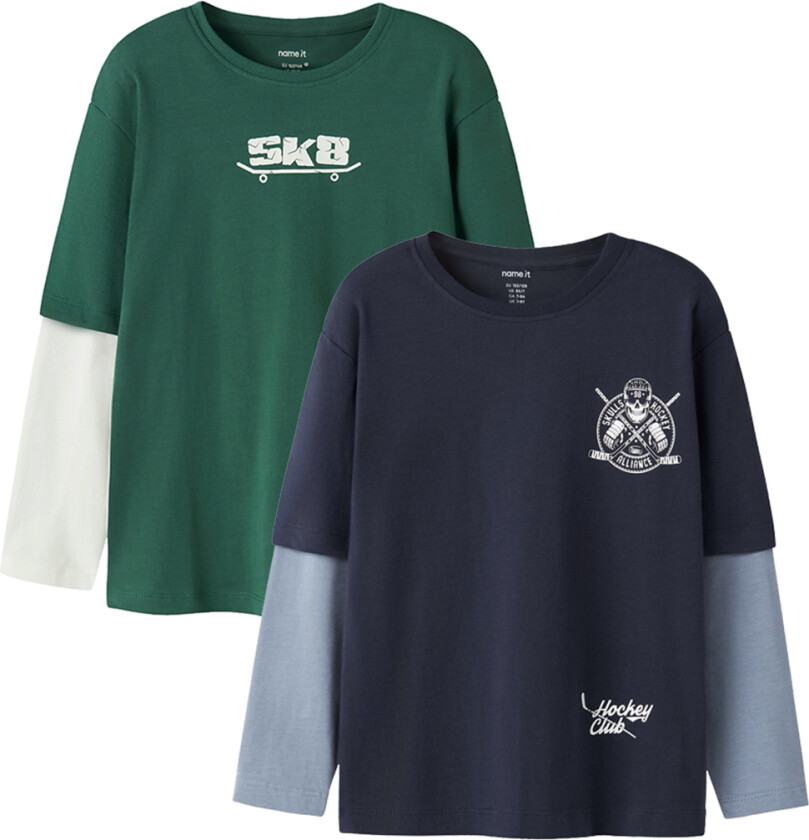 Genser - 2-pack - NkmVarto - Navy Blazer/Bistro Green Sk - - 11-12 år (146-152) - Genser
