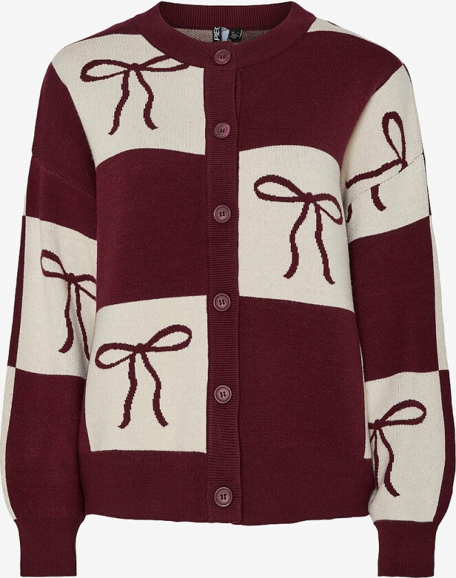 Kardigan pcJette Xmas LS O-neck Knit Cardigan - Rød