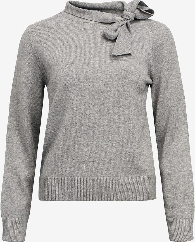 Pullover objThess L/S RE Bow Knit Pullover N - Grå