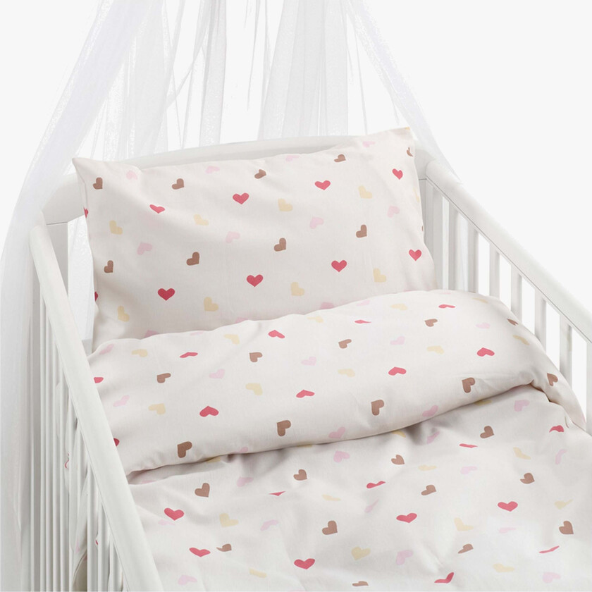 Sengesett Sprinkelseng Hjärtrud 2-delt 100x130, Beige - Sengesett - 100% Bomull