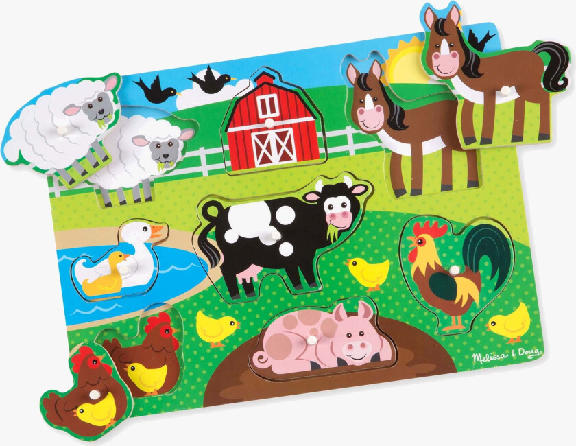 Melissa & Doug Knottepuslespill Bondegårdsdyr 8 Brikker - Knottepuslespill - Tre,Plast