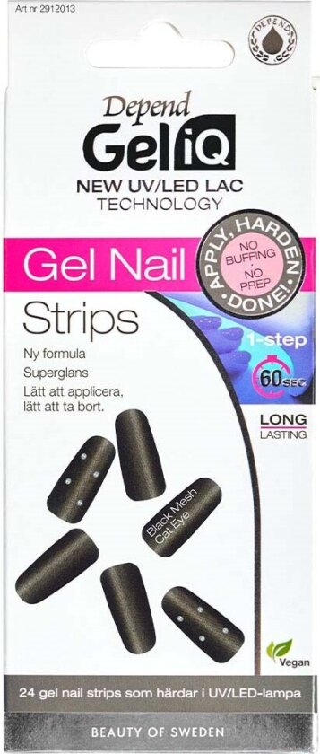 Gel iQ Gel Nail Strips Black Mesh Cat Eye