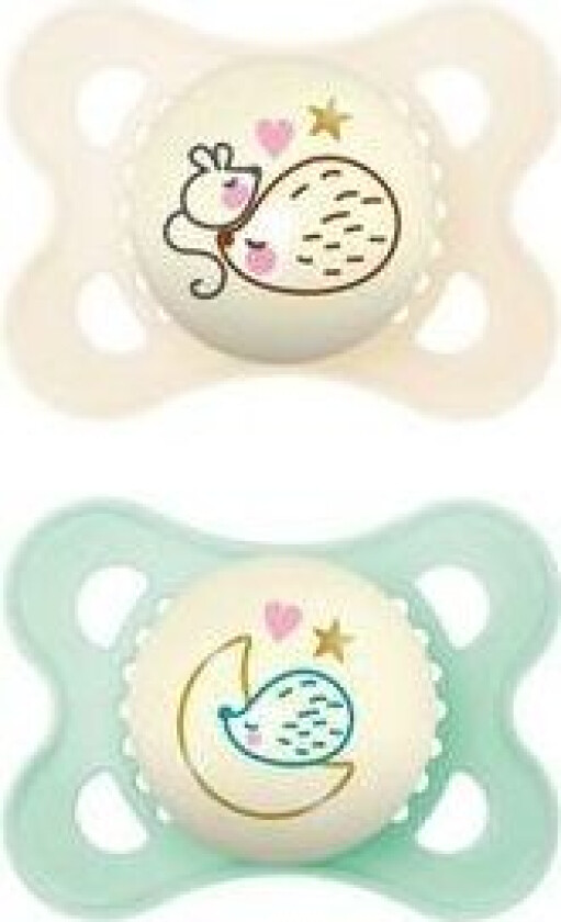 Original Night Silikonsmokk Hvit/Grønn 0-6 mnd - 2 stk.