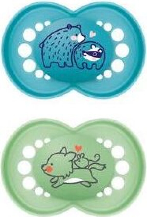Original Silikone Smokk Blå/Grønn 6-16 mnd. - 2 stk.
