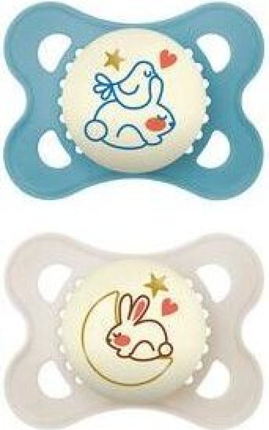 Original Night Silikon Smokk Blå/Hvit 0-6 mnd. - 2 stk.