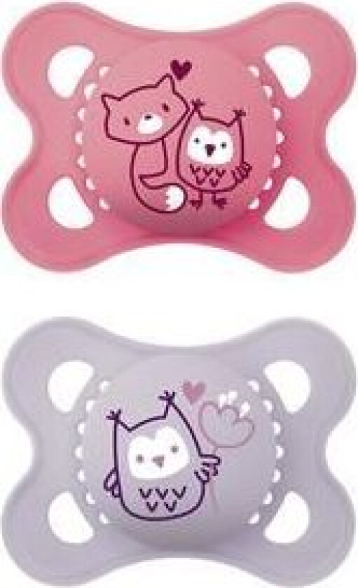 Original Naturgummi Smokk Rosa/Lilla 0-6 mnd. - 2 stk.