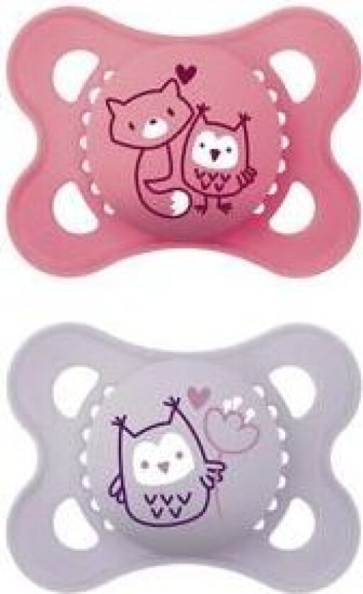 Original Silikon Smokk 0-6 mnd., Rosa/Lilla - 2 stk