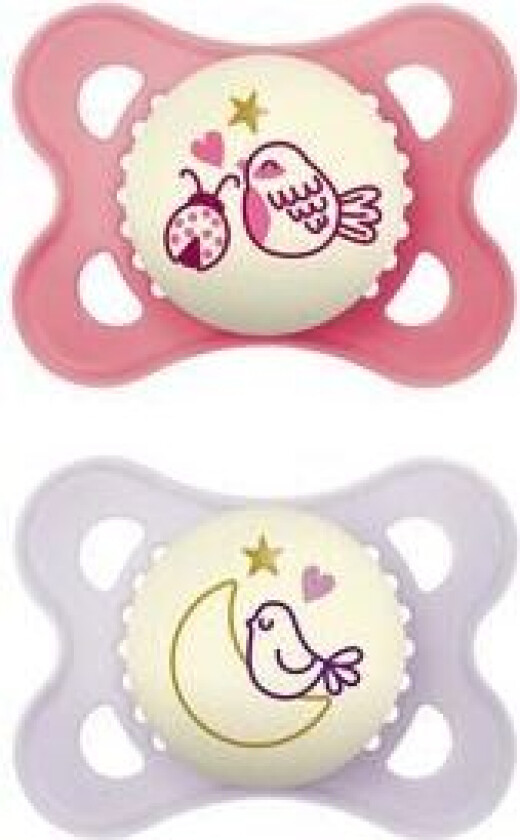 Original Night Silikon Smokk Rosa/Lilla 0-6 mnd. - 2 stk.