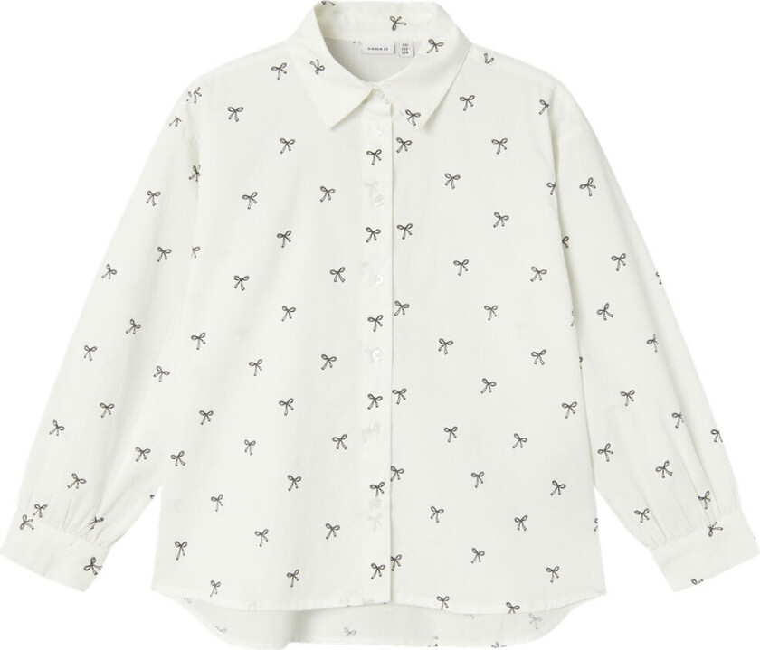 Oversize Lang Skjorte - NkfHilippas - Bright White - - 6 år (116) - Skjorte