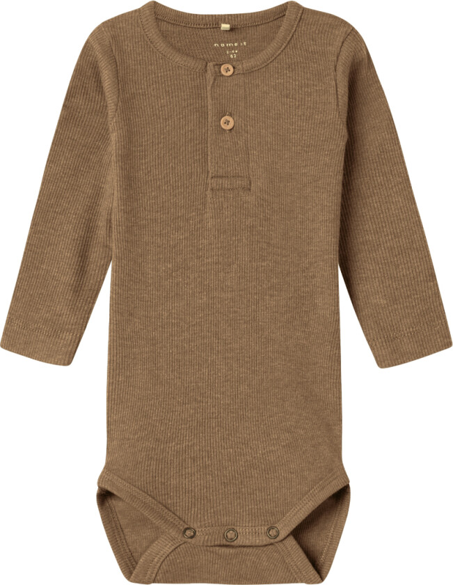 Body I/e - Rib - NbmKab - Ristet Coconut/Melange - - 74 - Langermet Body