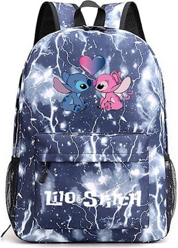 Disney Lilo & Stitch Cartoon Ryggsekk for Skole, Lett Vanntett Bokveske Casual Dagstursekk for Ungdomsskole Gutter Jenter (FMY)