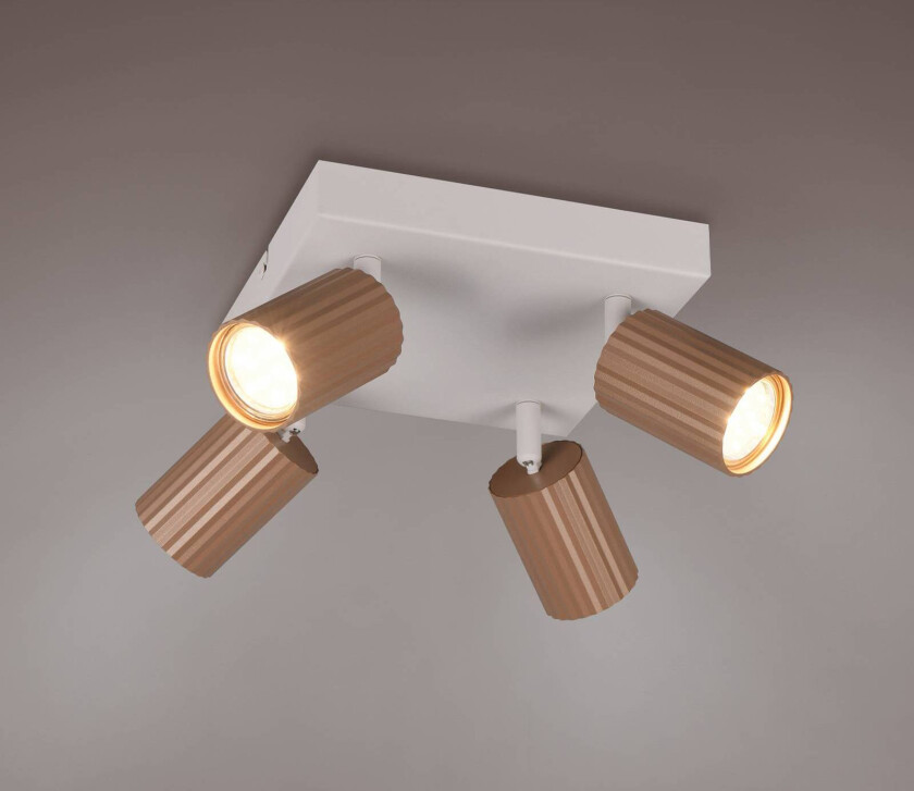 Downlight Soka, brun/grå, lengde 20 cm, metall, 4 lyskilder