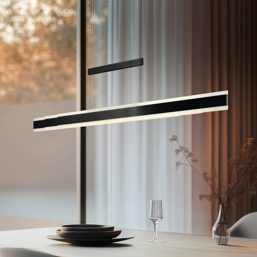 LED-hengelampe Arcola svart, lengde 152 cm berøringsdimmer, CCT