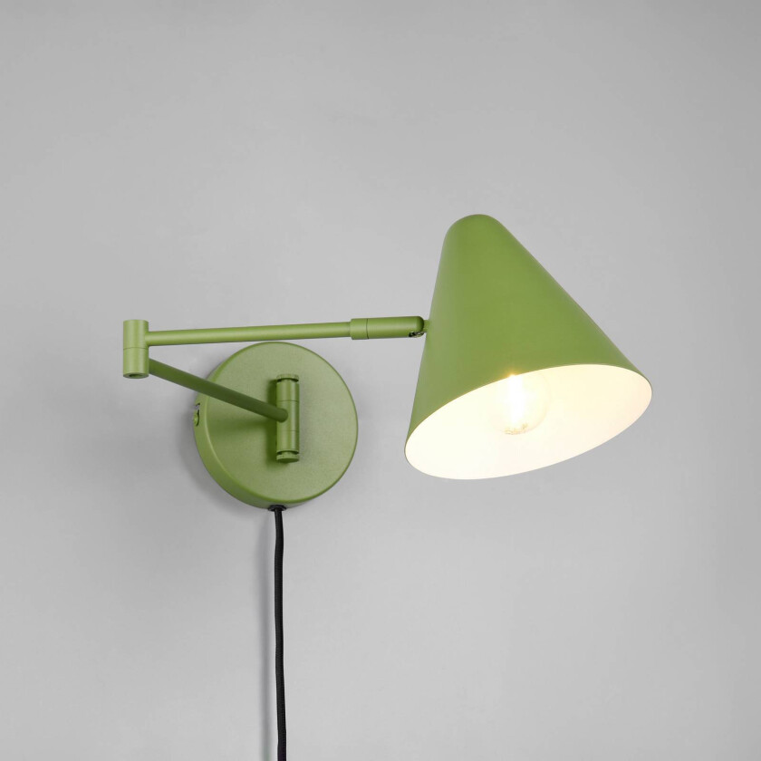 Vegglampe Cosima, grønn, utstikk 54 cm, metall