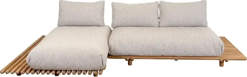 Sticks sofa m/ sjeselong Teak/desert sand