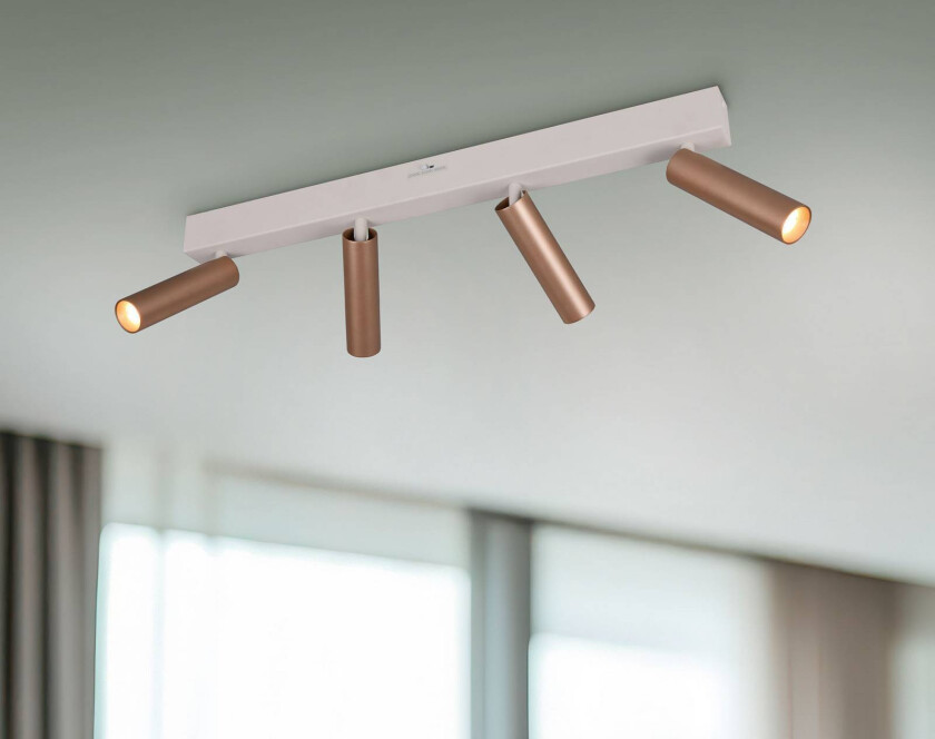 LED-downlight Ambala, lengde 65 cm, grå/brun, 4 lyskilder