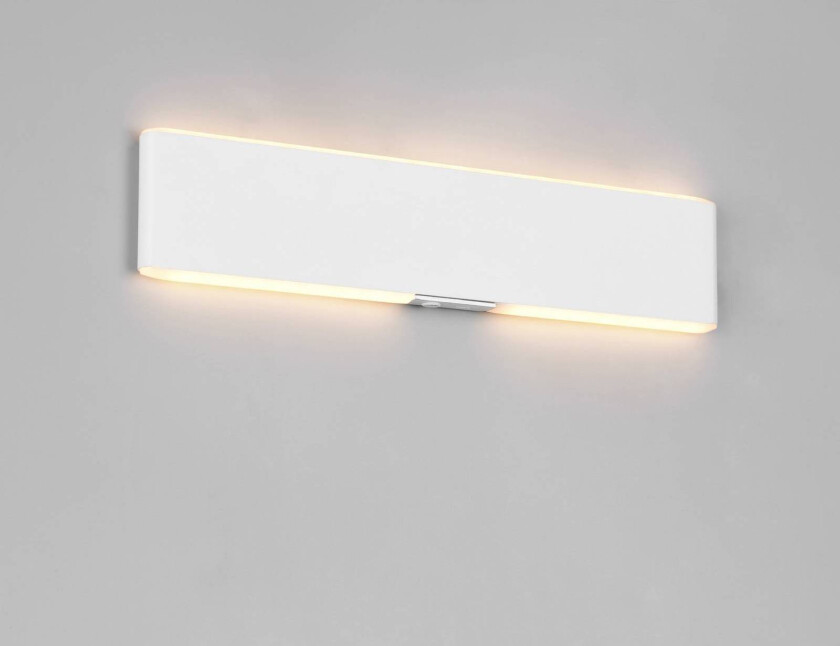 LED-akkumulator-vegglampe Conchita, bredde 32 cm, hvit, metall, CCT