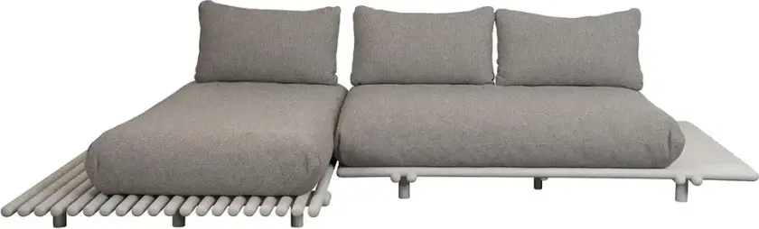 Sticks sofa m/ sjeselong Alu/light brown