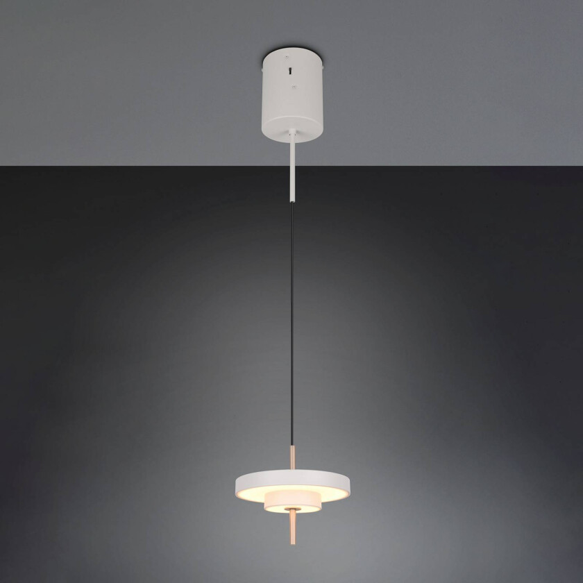 LED-hengelampe Keaton, lysegrå, Ø 20 cm, metall, CCT