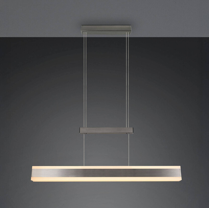 LED-hengelampe Arcola, nikkelfarget, 152 cm, CCT berøringsdimmer