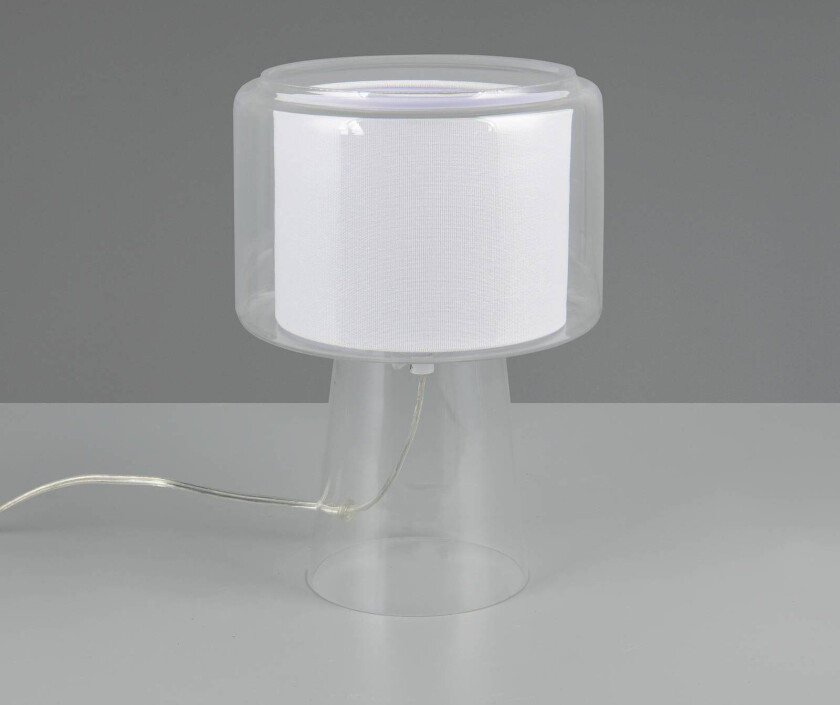 Bordlampe Rocka, klar, høyde 29 cm, glass/stoff