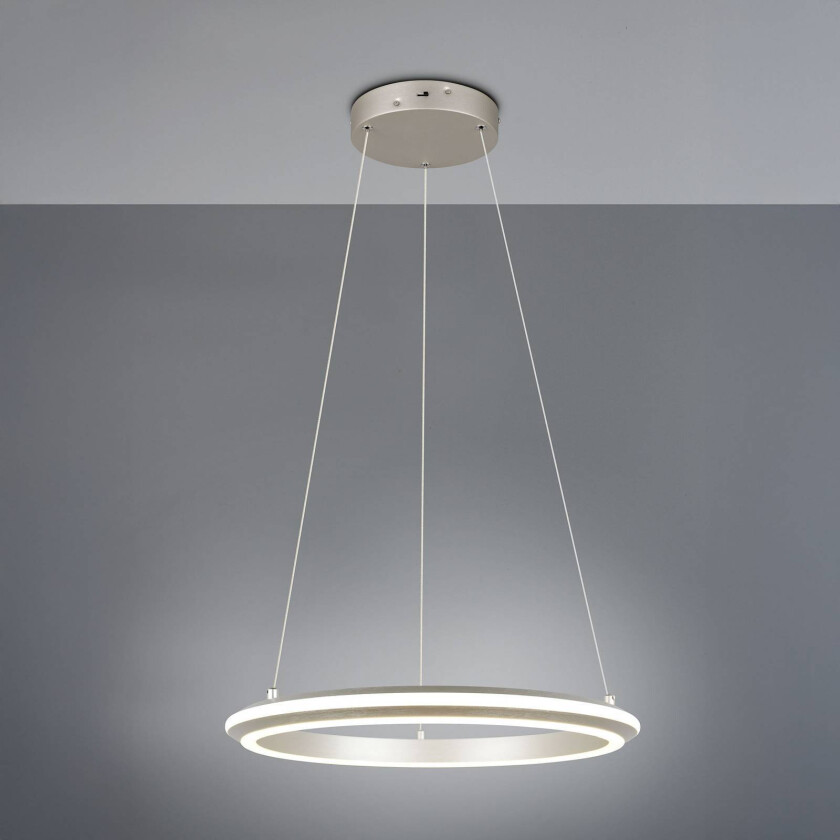 LED-pendellampe Amador, Ø 45 cm, nikkelfarget, metall, CCT