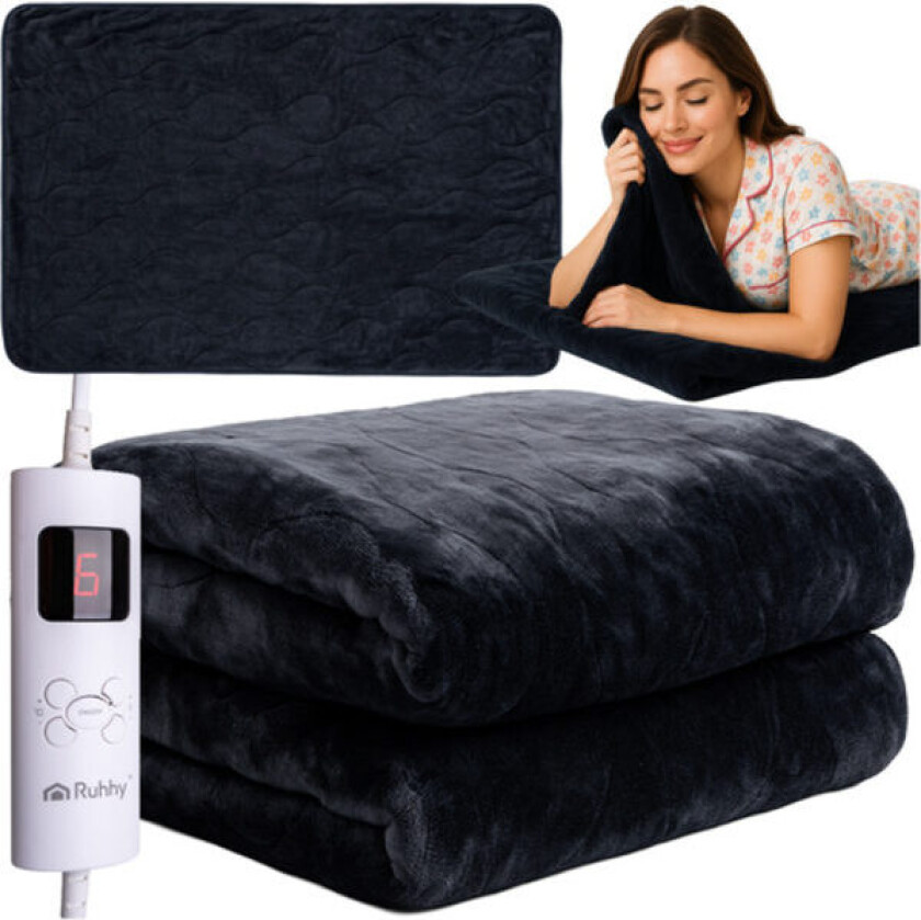 Elektrisk varmeteppe, 180x130cm, 6 moduser, fjernkontroll