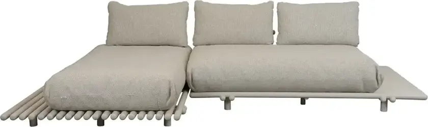 Sticks sofa m/ sjeselong Alu/sand