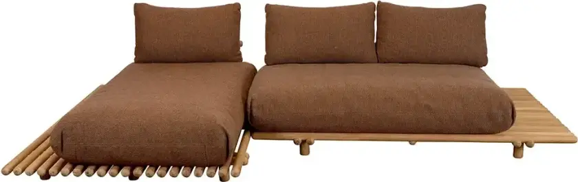 Sticks sofa m/ sjeselong Teak/umber brown