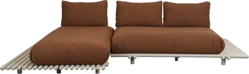 Sticks sofa m/ sjeselong Alu/umber brown