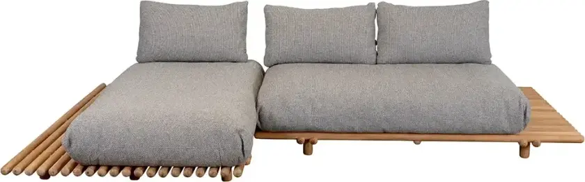 Sticks sofa m/ sjeselong Teak/light brown