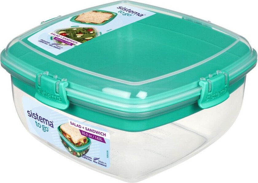 Matboks - Salad og Sandwich - 1,63 L - Mintfarget Teal - - OneSize - Matboks