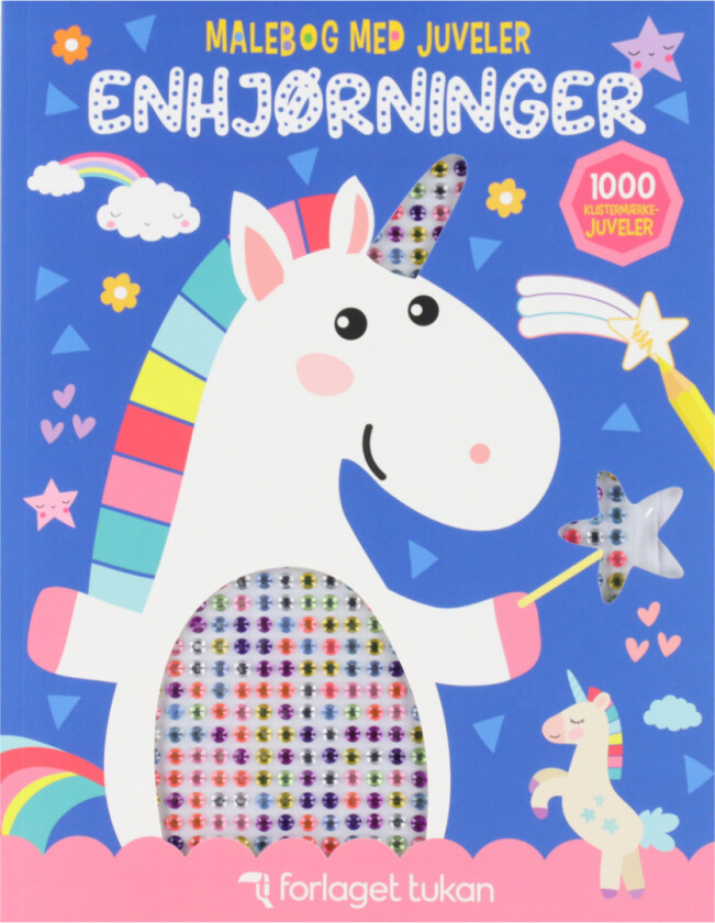 Malebok m. Juveler - Enhjørning - - OneSize - Malebok