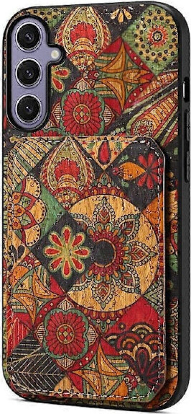 Etui til Samsung Galaxy S25+ med kortholderstativ, blomstermønstret skinndeksel - Høst