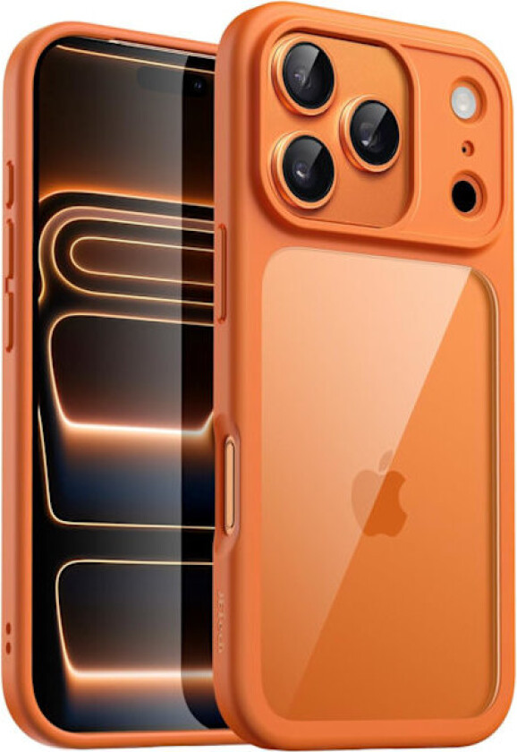 Etui til iPhone 17 Pro 6,3-tommer, støtsikkert telefondeksel, ensfarget matt TPU-ramme, ripebestandig gjennomsiktig bakside (oransje)