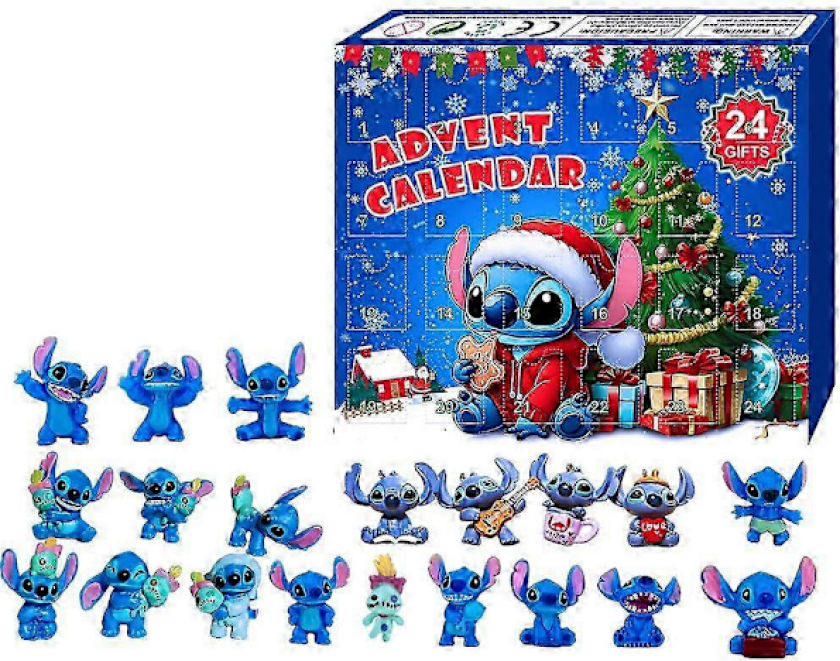 2025 Adventskalender Lilo & Stitch Action Figur Leke 24 Dagers Nedtelling Overraskelsesgaver i Blindboks