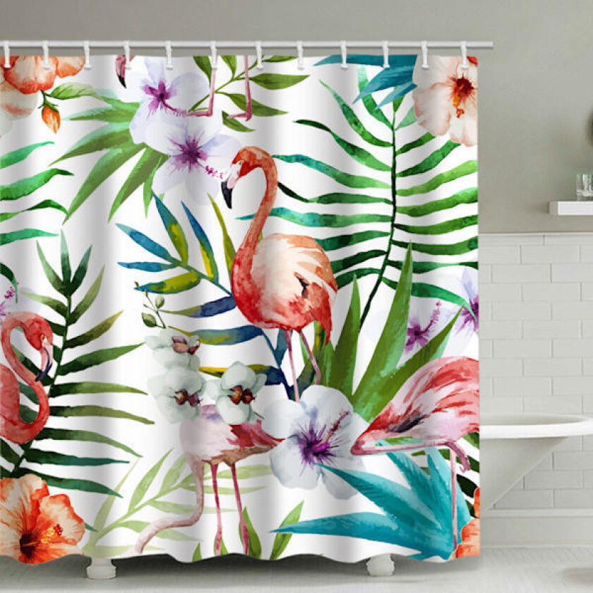Flamingo dusjforheng, med 12 plastkroker - stil 9