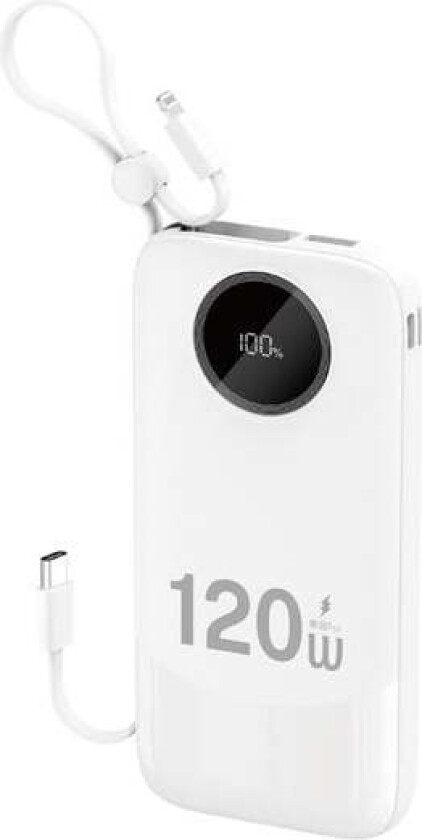 K11 Max 30000mAh Powerbank with Built-in Cables - Black Nødlader - Svart - 10000 mAh