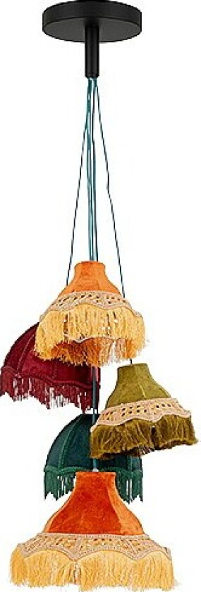 Pendellampe Saloon Fringes 5-lite - Flerfarget