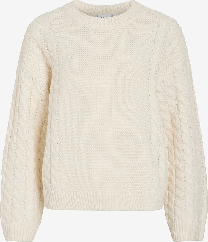 Genser viTyne O-neck L/S Cable Knit Top - Grå
