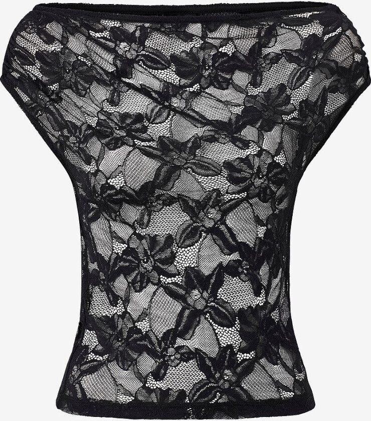 Blondetopp Asymmetric Lace Top - Svart